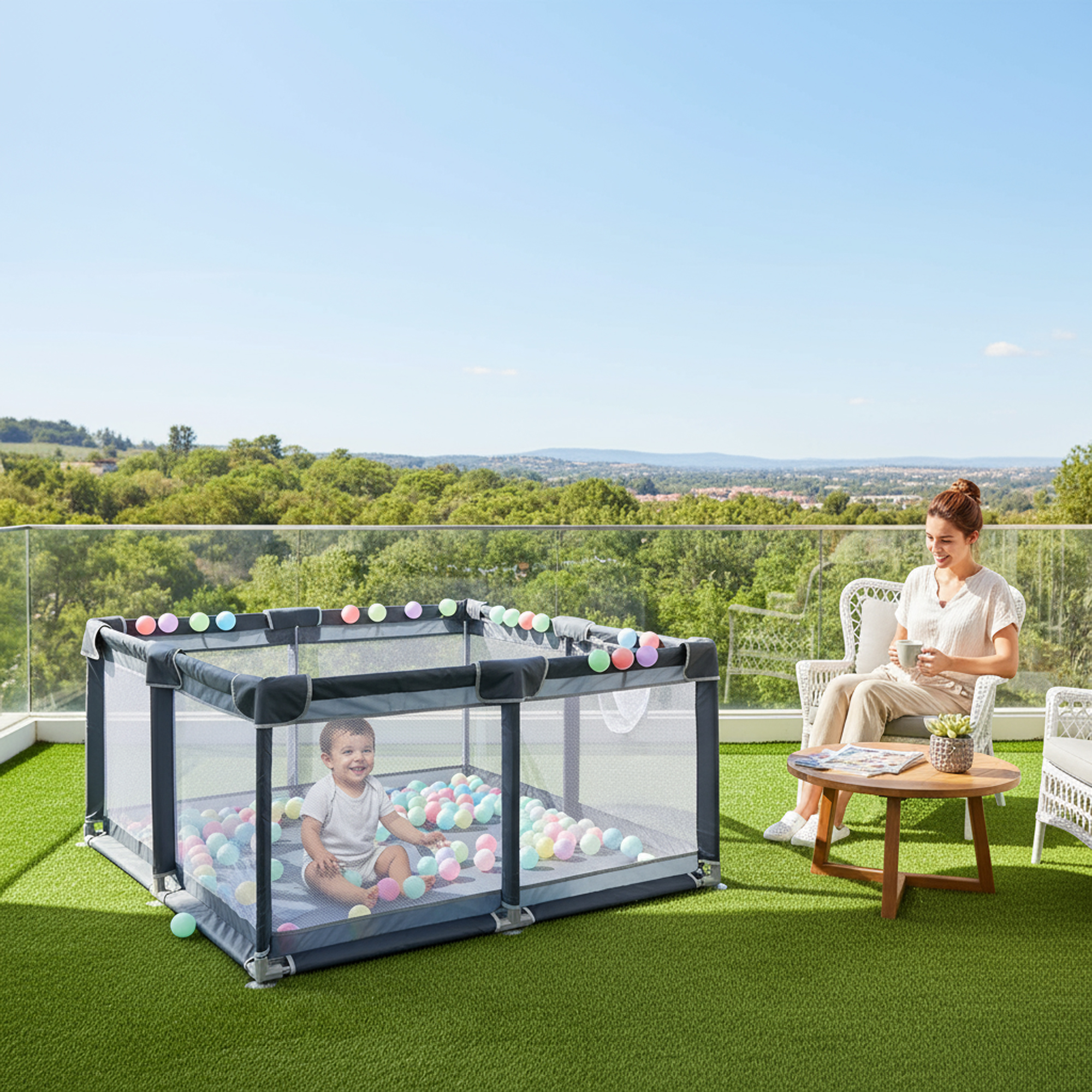 ساحة كورنر لعب للاطفال من فينيسين، 200 × 180 سم للاطفال الصغار - الصورة 3