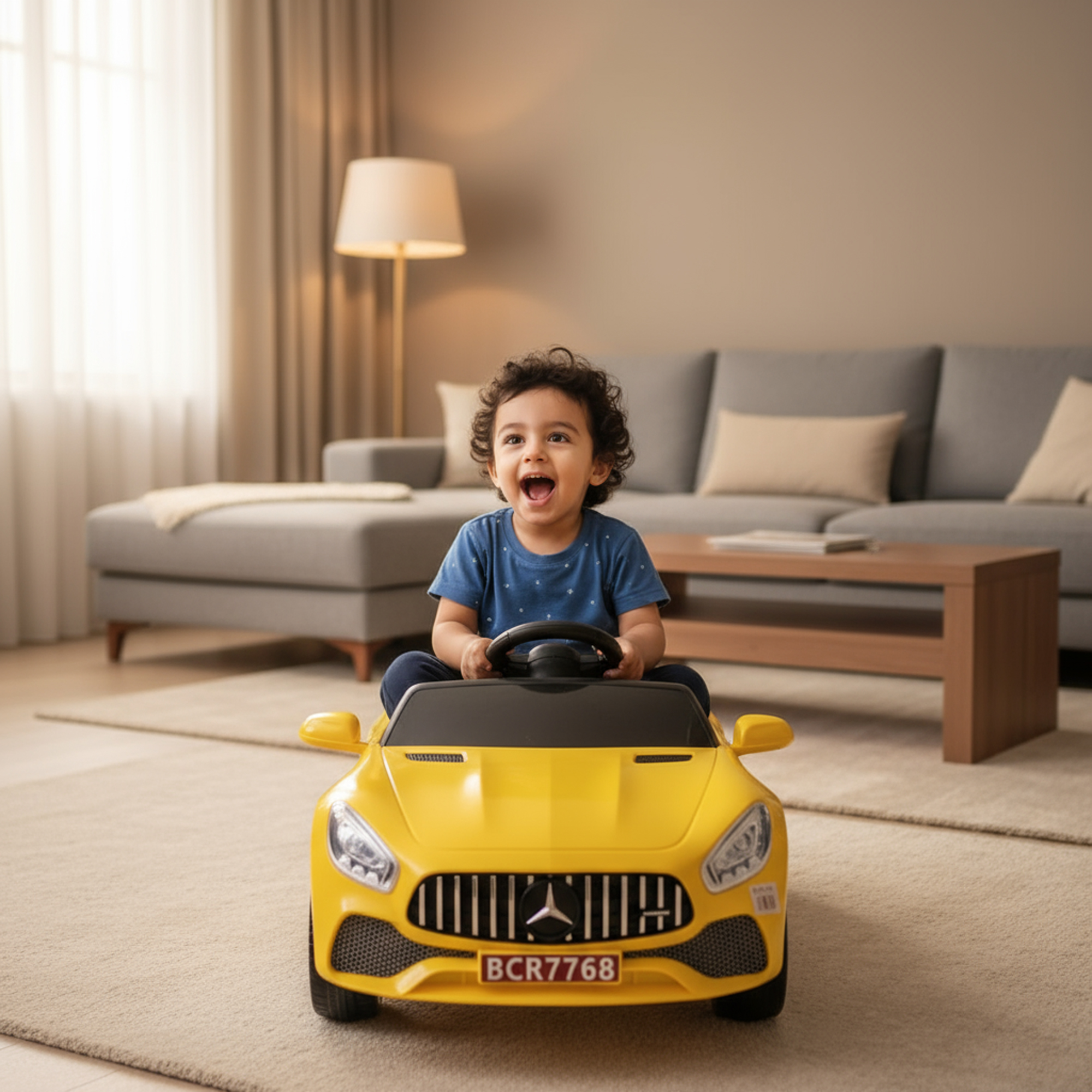 سيارة مرسيدس صفراء كهربائية للأطفال - الصورة 2