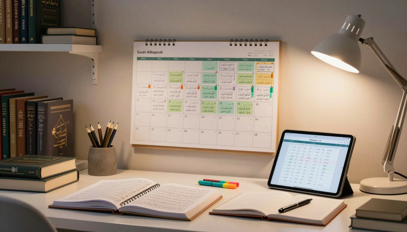 جدول تقسيم سورة البقرة للحفظ والمراجعة في وقت قصير – خطة حفظ متقنة